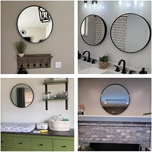 Oruii Small Round Mirror, 16 inch Circle Mirror, Matte Black Metal Frame - Image 6