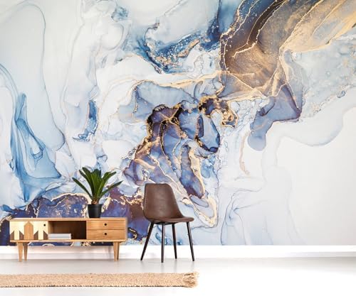 YQWDMX - Gray and Gold Marble Peel and Stick Wallpaper Abstract Mural - Image 2