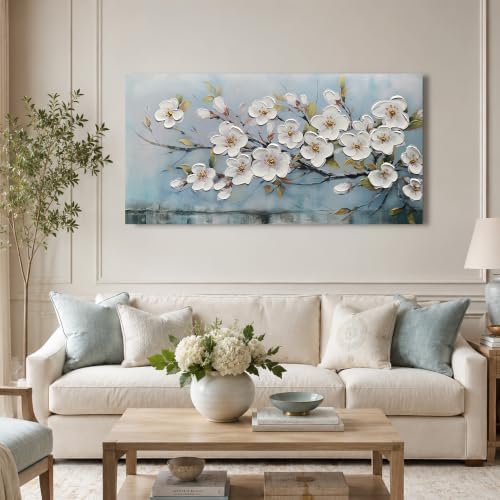 Anolyfi Cherry Blossom Flowers Textured Wall Art - Image 2