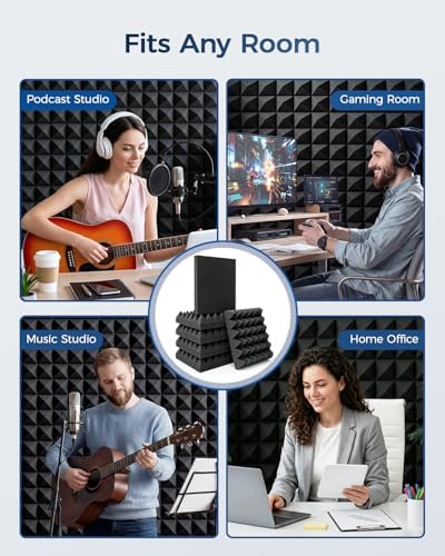 GUERRI 12 Pack Acoustic Foam Panels 12" x 12" x 3.2" Pyramid Design Sound Proof - Image 3