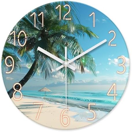 XFM Large Blue Beach Wall Clock 20 Inch Coastal Theme by XFMWallClock
