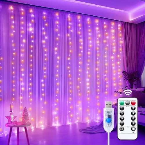 Minetom Halloween Curtain Lights, 300 LEDs Twinkle Fairy Lights, 8 Modes by Minetom