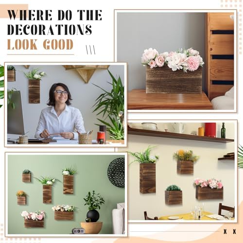 Ziliny 6 Pack Wooden Wall Planters Rustic Hanging Wall Planters, 5 Sizes - Image 5