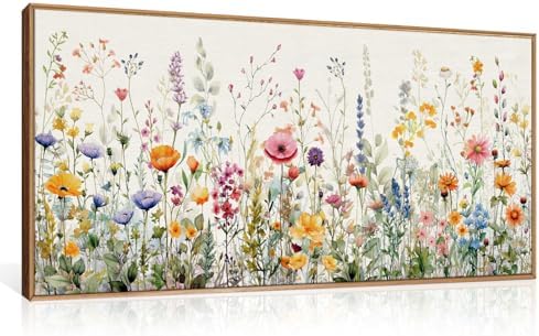 FWIEXA Floral Canvas Wall Art, Framed Wildflower Pictures Wall Decor, Large by FWIEXA
