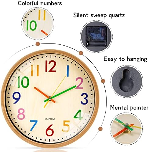 12 Inch Silent Wall Clock for Kids, Battery Operated Classroom Clock - Image 3