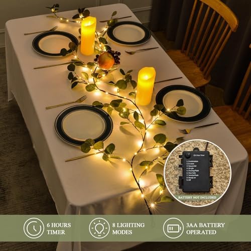 Lighted Artificial Eucalyptus Garland 6FT 96 LED - Image 2