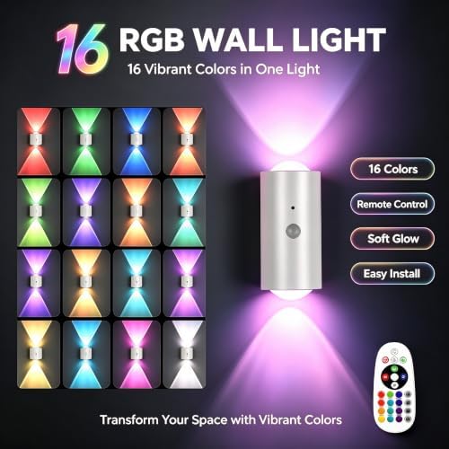4 Pack RGB Dynamic Gradient Step Lights, Rechargeable Motion Sensor LED Wall - Image 3