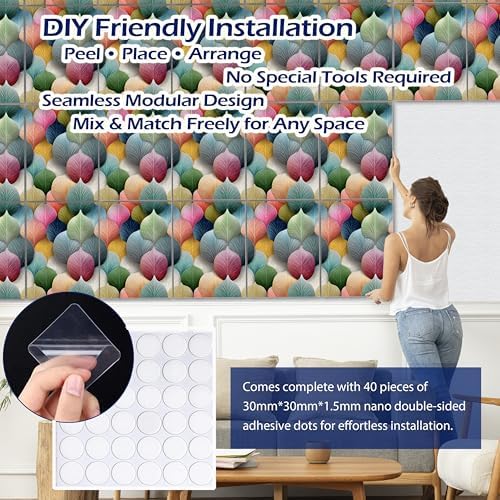 PINWELIFE® Acoustic Art Tiles – 8-Pack 12"x16" Sound Absorbing Panels, Seamless - Image 3