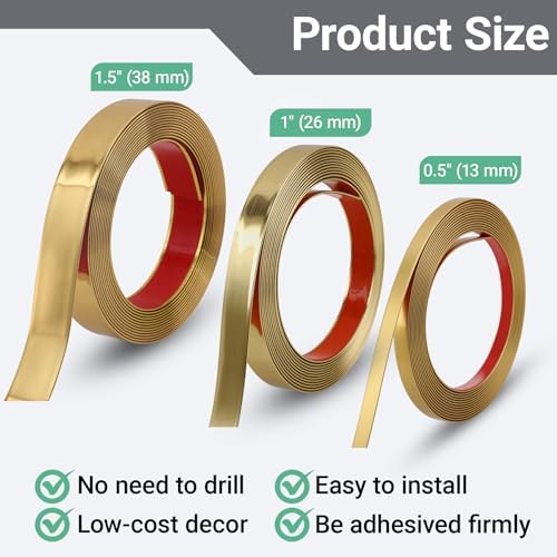 Gaahing 196.8" x 0.5" Shiny Gold Molding & Wall Trim, Flexible Peel and Stick - Image 5