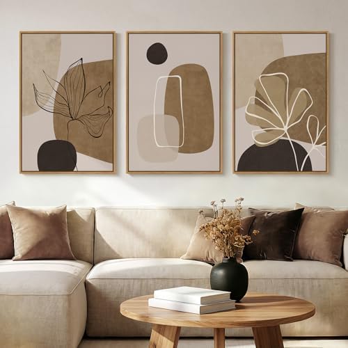 Framed Neutral Brown Boho Abstract Wall Art by Cuspin