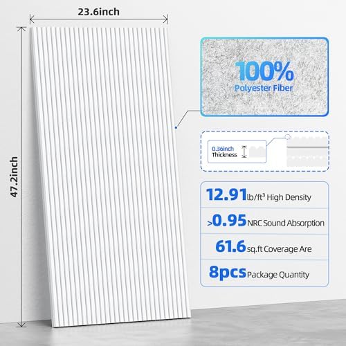 8 Pack High Density Large Acoustic Panel Sound Absorbing - Image 6
