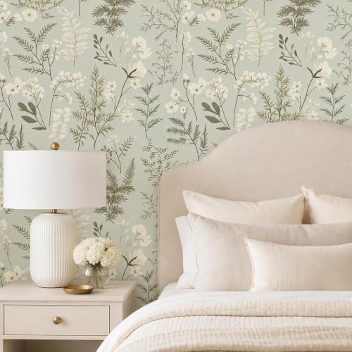 Green Botanical Floral Peel and Stick Wallpaper 17.7"x124" - Image 2