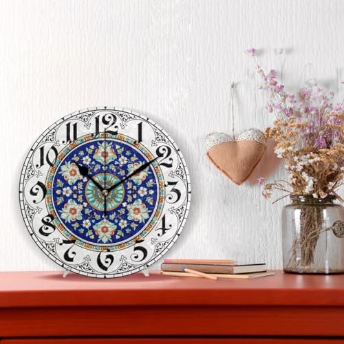ABLINK Islam Ethnic Ottoman Round Wall Clock, Silent Non Ticking Oil Painting - Image 2