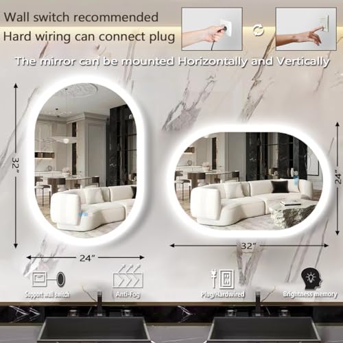 THEKLA 24 x 32 inch Oval Lighted Mirror - Image 6
