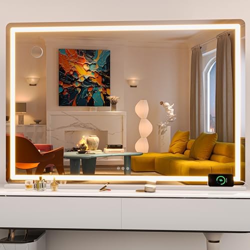 Hasipu Vanity Mirror with Lights, 55.1" x 36" LED Makeup Mirror, Lighted Makeup by Whatssuitableisthebest