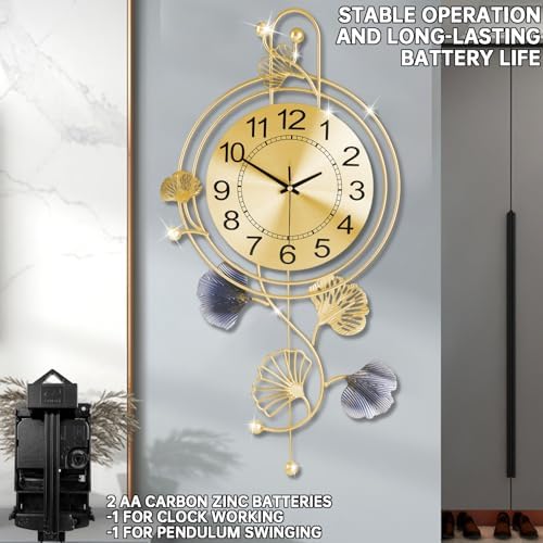 Large Wall Clock for Living Room, Modern Silent Non-Ticking Metal Wall Clocks - Image 3