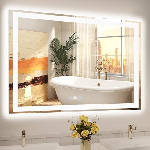 48x32 LED Bathroom Mirror, Separate Front and Back Lights by GreatMirrorTalksItself