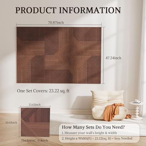 Acoustic Wall Panels, 6 Piece 23.62" X 23.62" Peel and Stick Wall Panels - Image 2