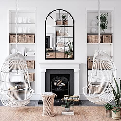 HQiJun Wall Mirror Window Decorative Mirrors Arched Farmhouse - Image 2