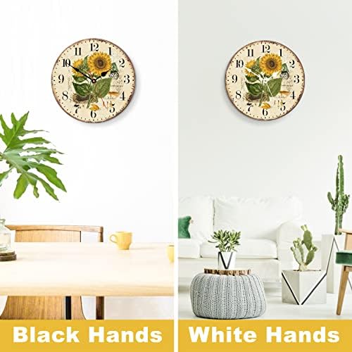 TAHEAT 14 Inch Beautiful Sunflower Wall Clock, Vintage Country Floral Silent - Image 5