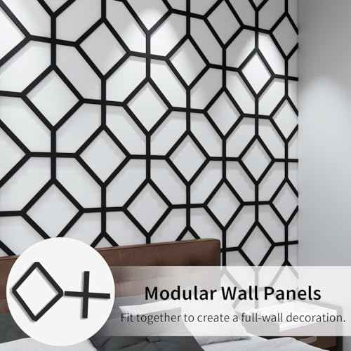 Decorative Modular Fretwork 3D Wall Panels, Cross Grid Black - Image 2