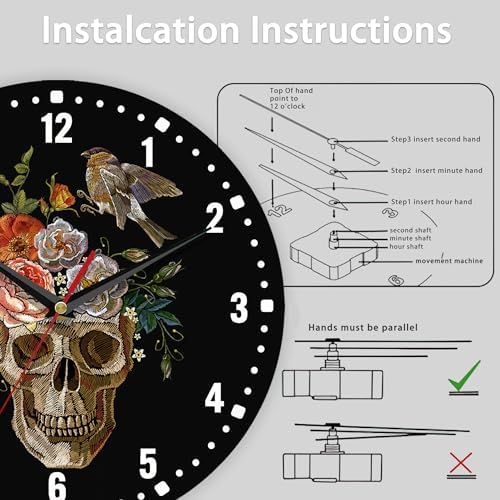 SPUNKER Halloween Wall Clocks, Gothic Skull Wall Clocks - Image 5