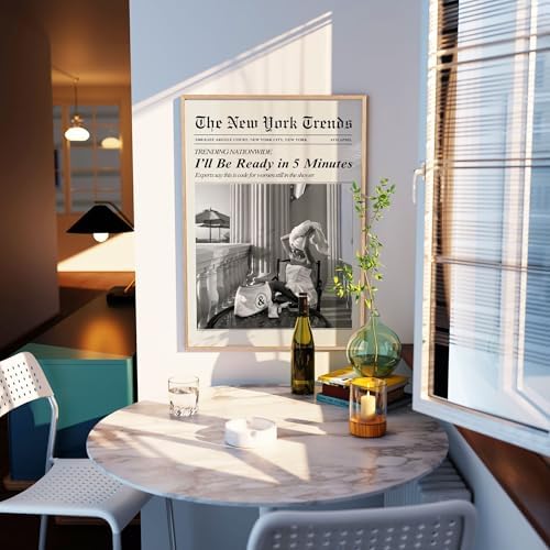 Trendy Newspaper Wall Art 8x10in Wood Grain Frame Vintage Black and White - Image 3