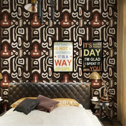 African Boho Abstract Geometric Tribal Swirl Peel and Stick Wallpaper Self - Image 3