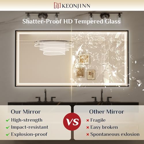 Keonjinn 22x30 Inch Black LED Bathroom Mirror - Image 3