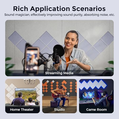 12 Pack Self-Adhesive Acoustic Panels, 2nd Generation Sound Absorbing Panel - Image 6