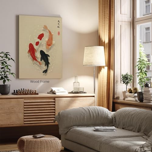 Japanese Koi Fish Poster Modern Oriental Asian Canvas Wall Art Minimalist Zen - Image 4