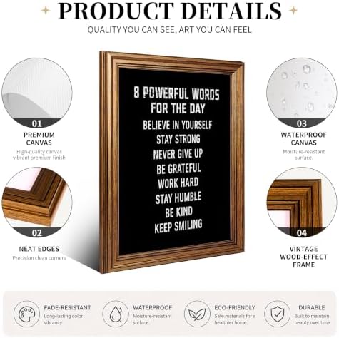 8 Powerful Words For The Day Motivational Canvas Wall Art, Positive Affirmation - Image 2