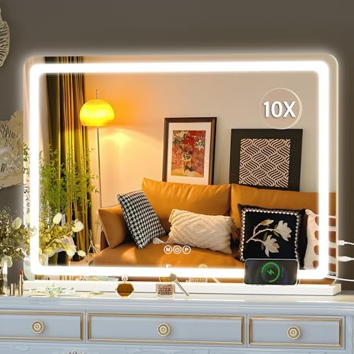Hasipu Vanity Mirror with Lights, 27.6" x 20" LED Makeup Mirror, Lighted Makeup by Whatssuitableisthebest