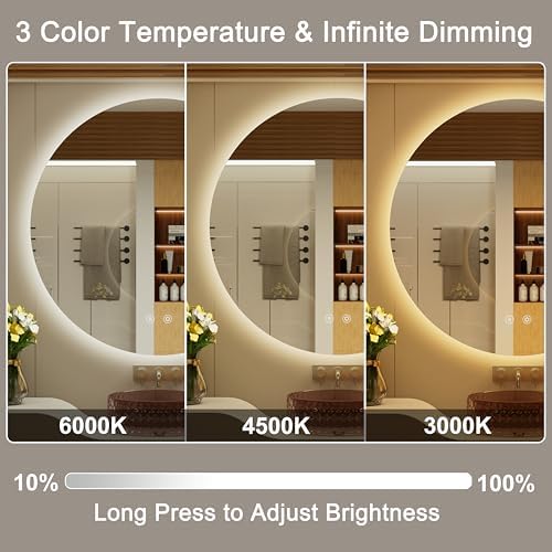 30"x30" Backlit Round LED Mirror - Image 3