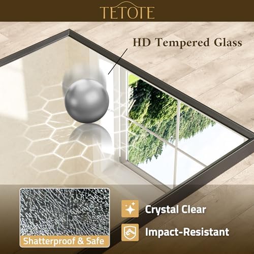 TETOTE Black Mirror for Bathroom Sink 28" x 36" Matte Black Beveled Metal Frame - Image 5