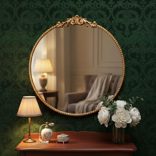 ZIYOO Vintage Baroque Round Wall Mirror 24"x24" by ZIYOO