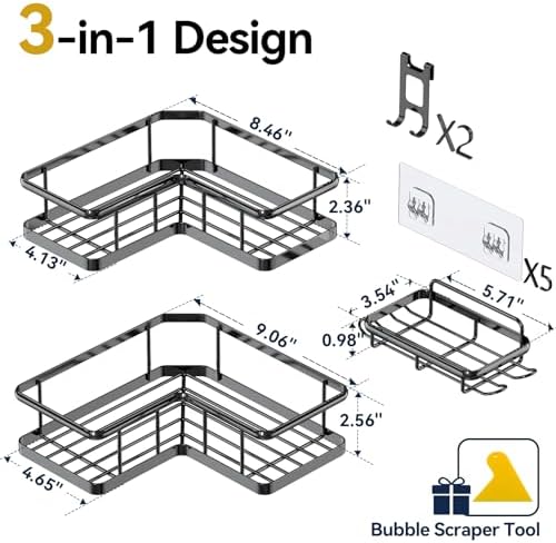 YASONIC Corner Shower Caddy Adhesive, 100% Rustproof Shower Organizer - Image 2
