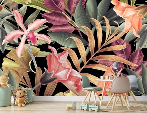 Toolhom Peel and Stick Wallpaper Featuring Colorful Tropical Banana Leaves - Image 2