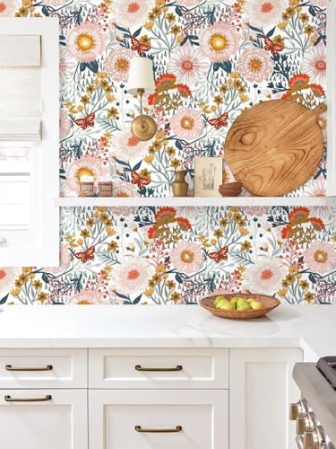 Dimoon Floral Wallpaper Peel and Stick Wallpaper Boho Retro Contact Paper - Image 4