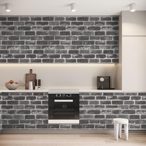 Grey Brick Peel and Stick Wallpaper - Image 4
