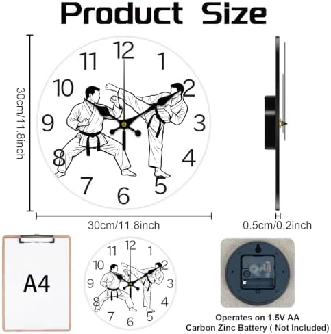 Martial Arts Wall Clock Silent Non-Ticking 12" - Image 2
