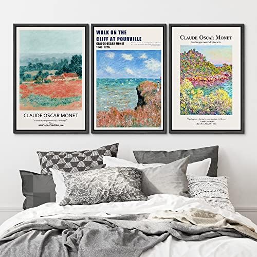 MUDECOR Framed Wall Art Print Set Walk on The Cliff at Pourville by Claude - Image 2