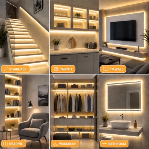 GUPUP 16.4ft COB Turnable Rope Light, Warm White LED Strip Light - Image 7