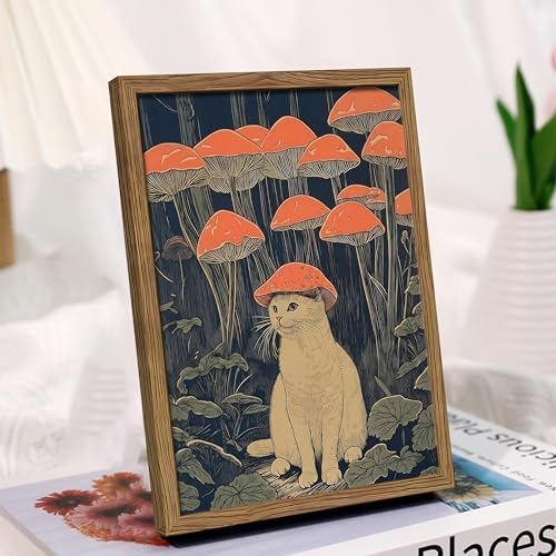 Framed Vintage Cat Wall Art, Whimsical White Cat - Image 7