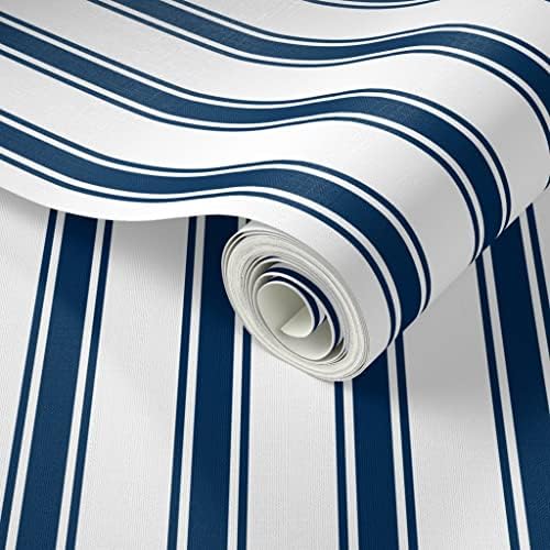 Spoonflower Navy Stripe French Peel and Stick Removable Wallpaper - Image 2