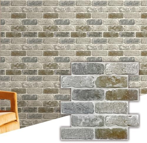 Commomy 10 Pcs Faux Brick Wall Panels-11.8"X11.8" Small Size 3D Brick Peel and by CommomyDecor