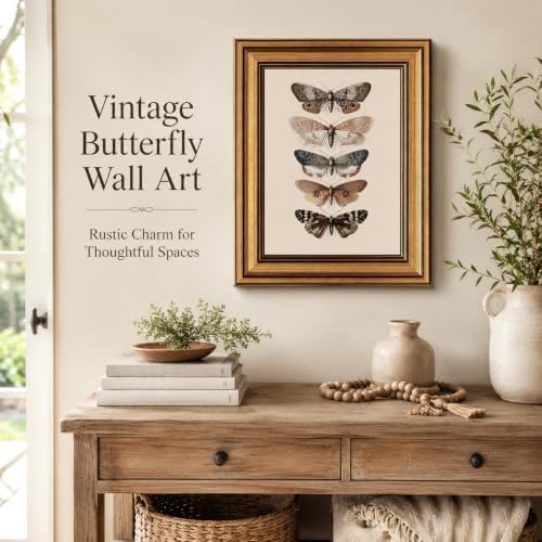 Gold Framed Wall Art, Vintage Moth Canvas Prints – Antique Moth & Butterfly - Image 2