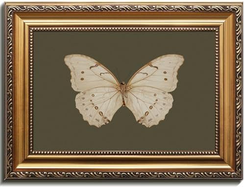 Uniro Vintage Gold Framed Wall Art, Classical Butterfly Oil Paintings, Dark by uniro
