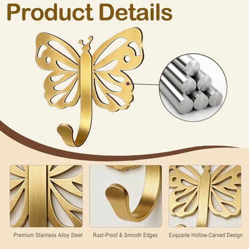Majewel Butterfly Heavy Duty Robe & Towel Hooks - Image 3