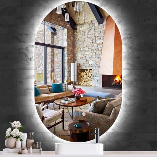 THEKLA 20 x 40 Inch Oval Lighted Vanity Mirror by THEKLABATHROOMLEDMIRROR